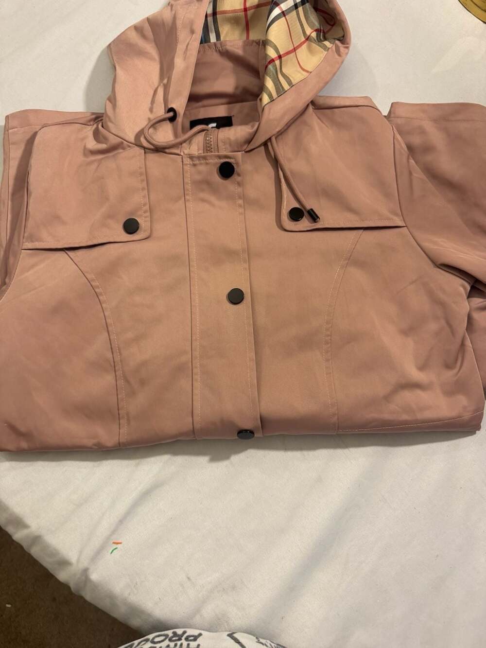 Saphirose Women's Long Hooded Waterproof Rain Jacket Windbreaker Trench Coat